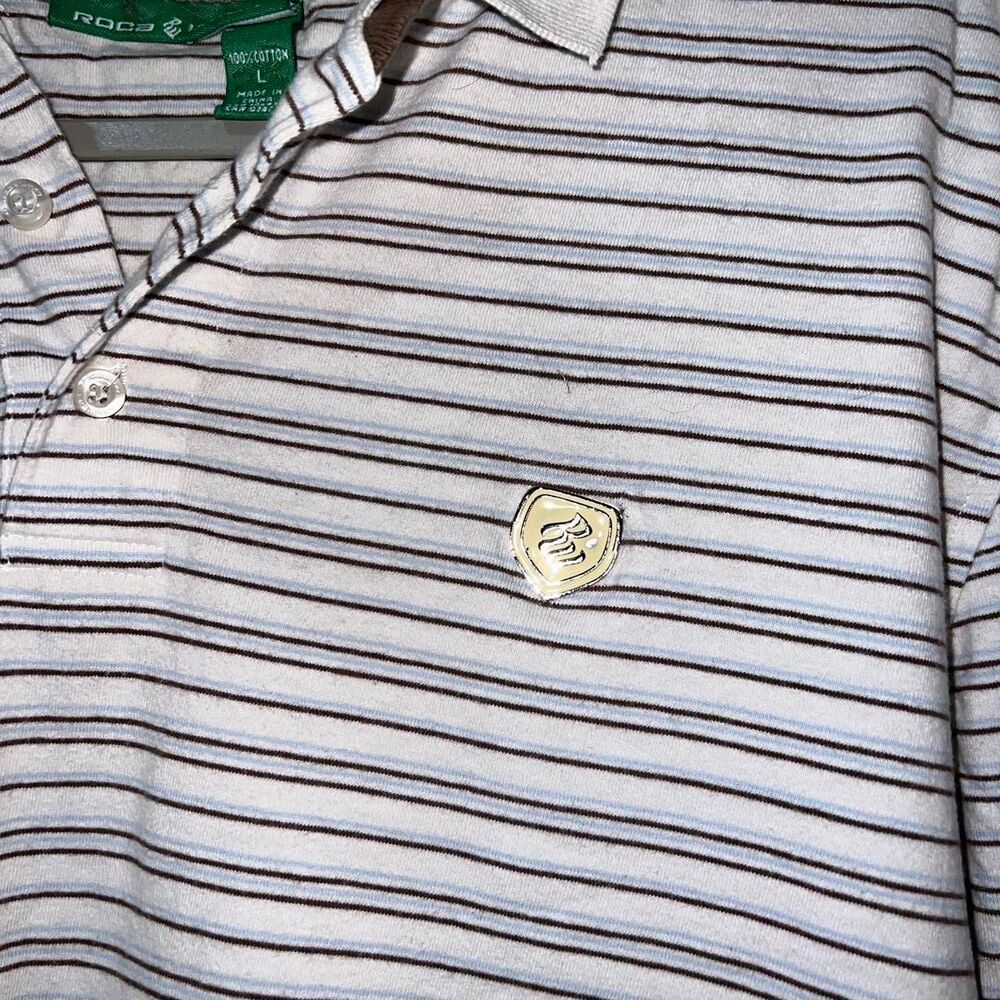 Rocawear Polo Shirt Men's Large Logo Knit Multi Stripe - Picture 2 of 6
